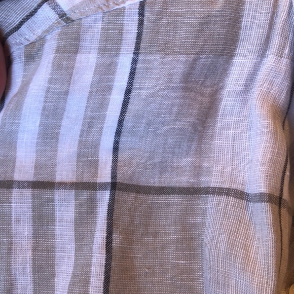 Perry Ellis 100% linen subtle grey taupe plaid long sleeve  Shirt XXL - Picture 9 of 9
